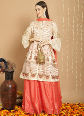 Art silk salwar suit in cream colour